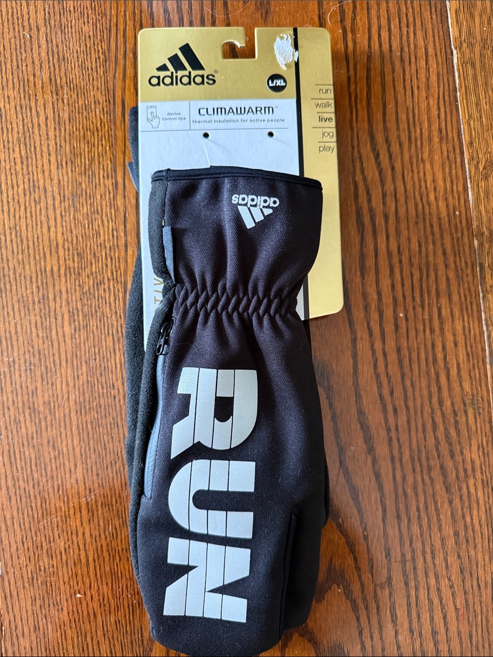 adidas Black RUN Logo ClimaWarm Men’s Gloves